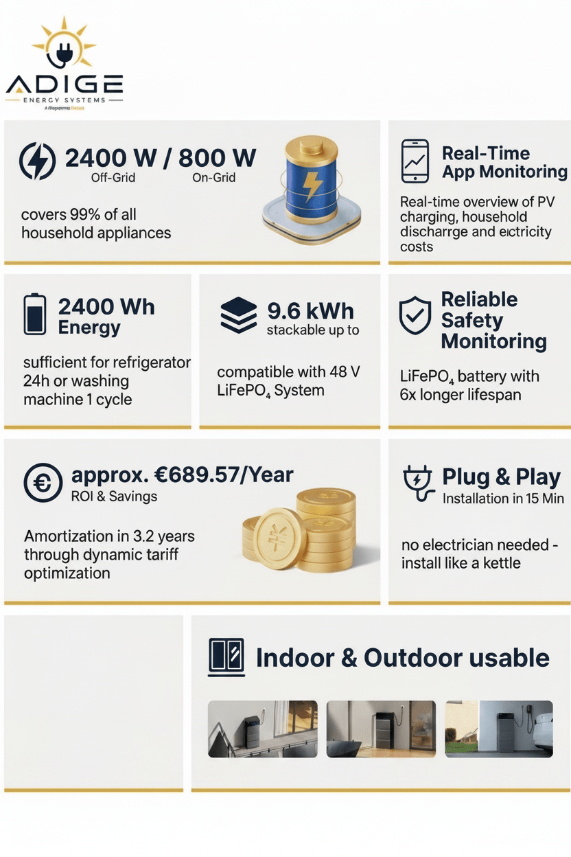 OFFERTA Sistema d'accumulo Sunpura S2400 Plug&Play |2,4 kWh + Smart Meter + X2 prese Intelligenti - ADIGE ENERGY SYSTEMS