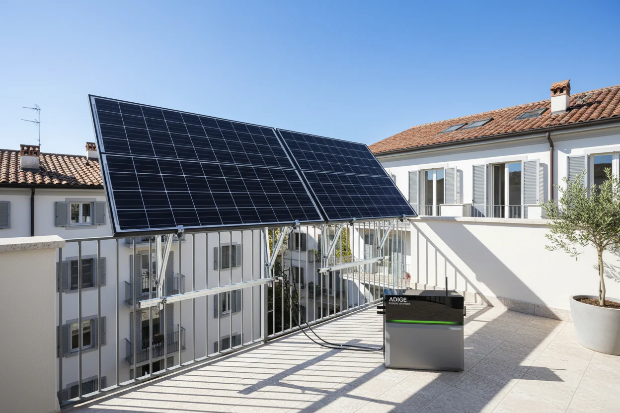 Kit solare installato su terrazzo
