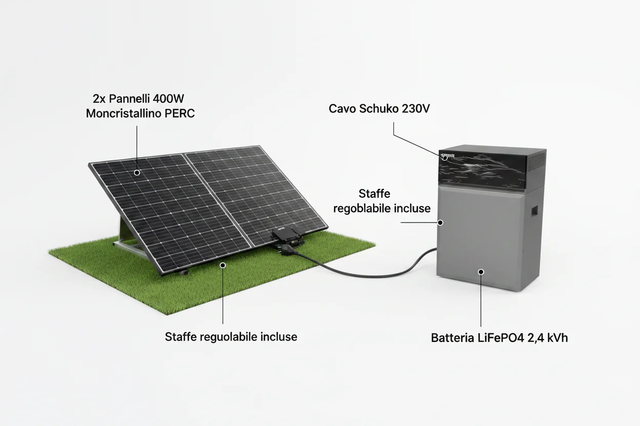 Schema kit solare con componenti